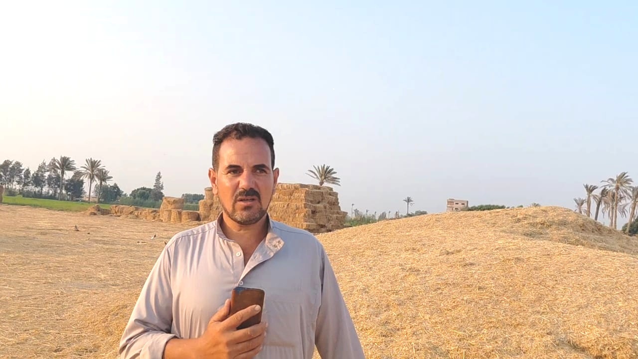 محمد أحمد، أحد العاملين في جمع قش الأرز في مصر